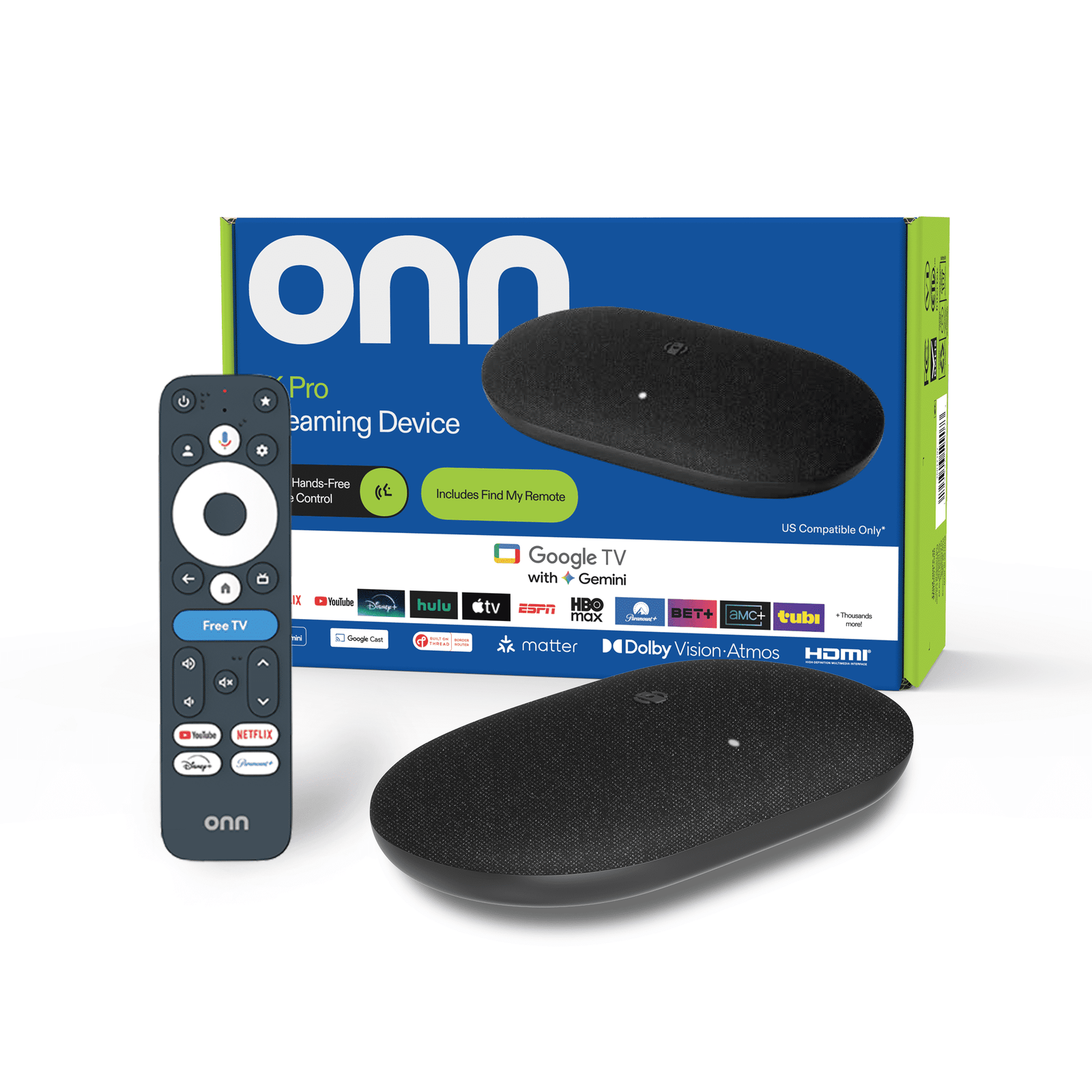 onn. 4K Pro Streaming Device with Google TV and Gemini