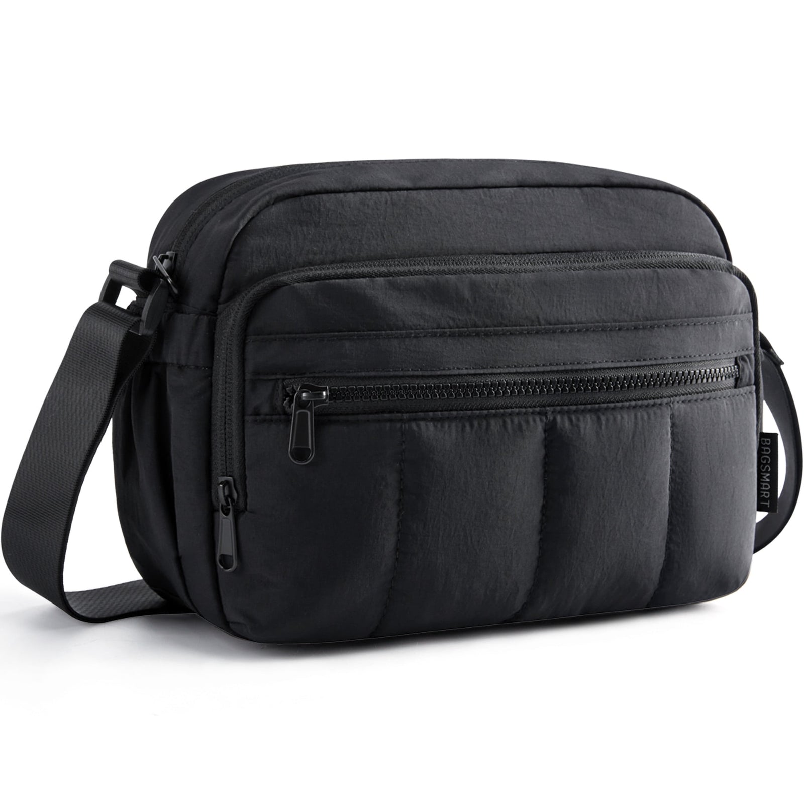 BAGSMART Quilted Puffy Crossbody Bag, Black