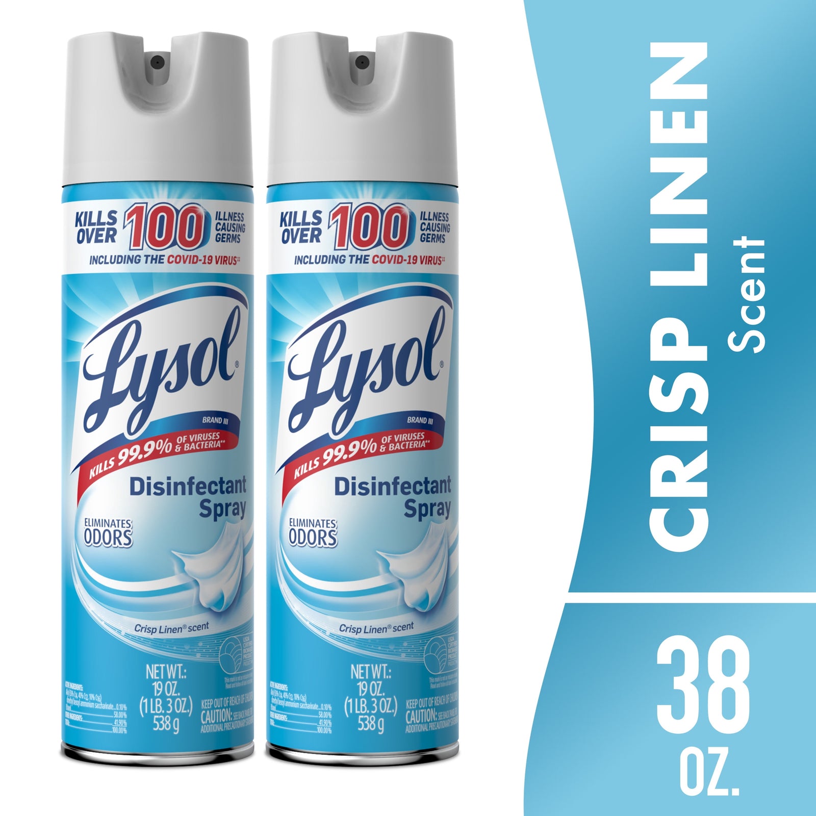 Lysol Disinfectant Spray Crisp Linen 19 oz 2 Pack