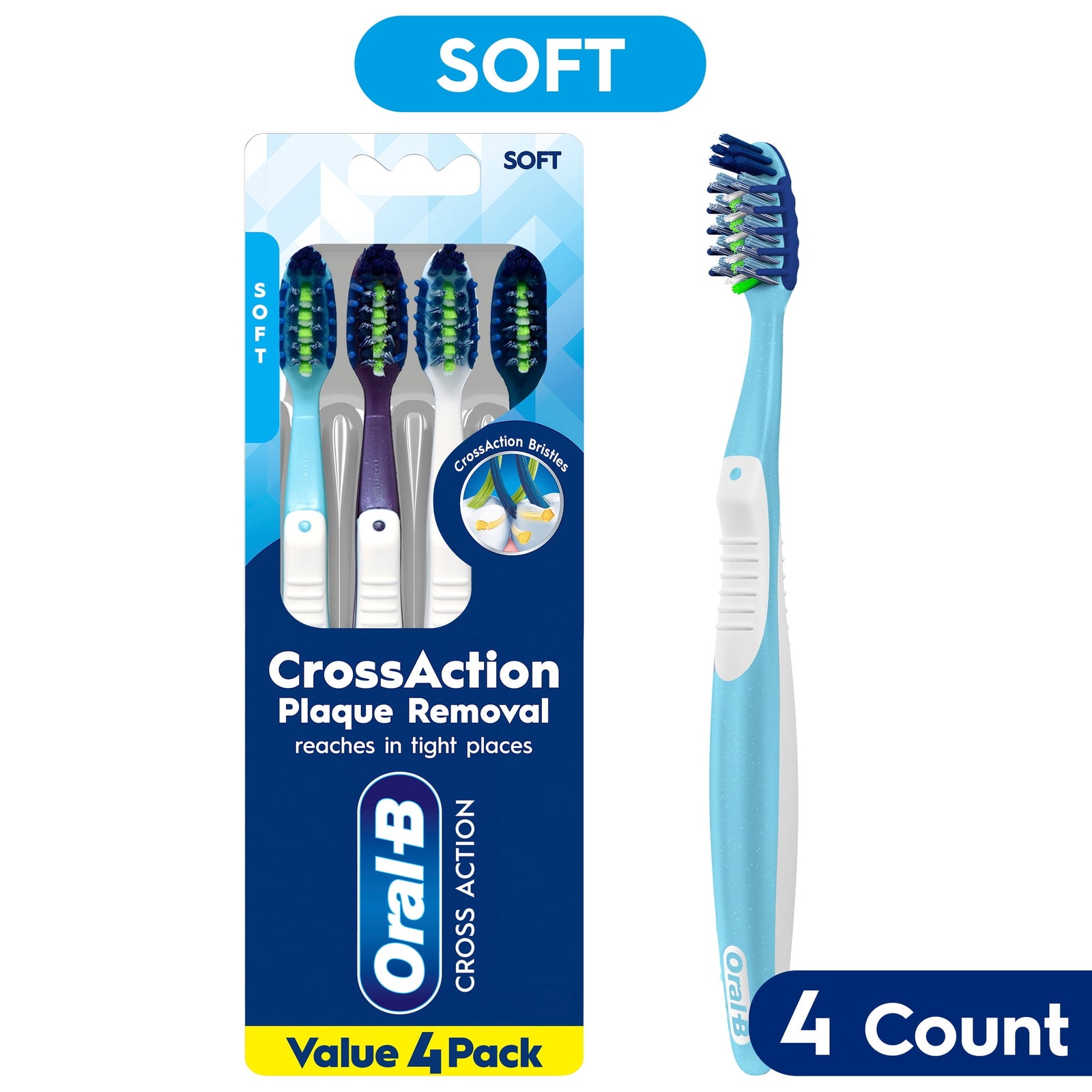 Oral-B Pro-Clean CrossAction Soft Toothbrushes 4 Count