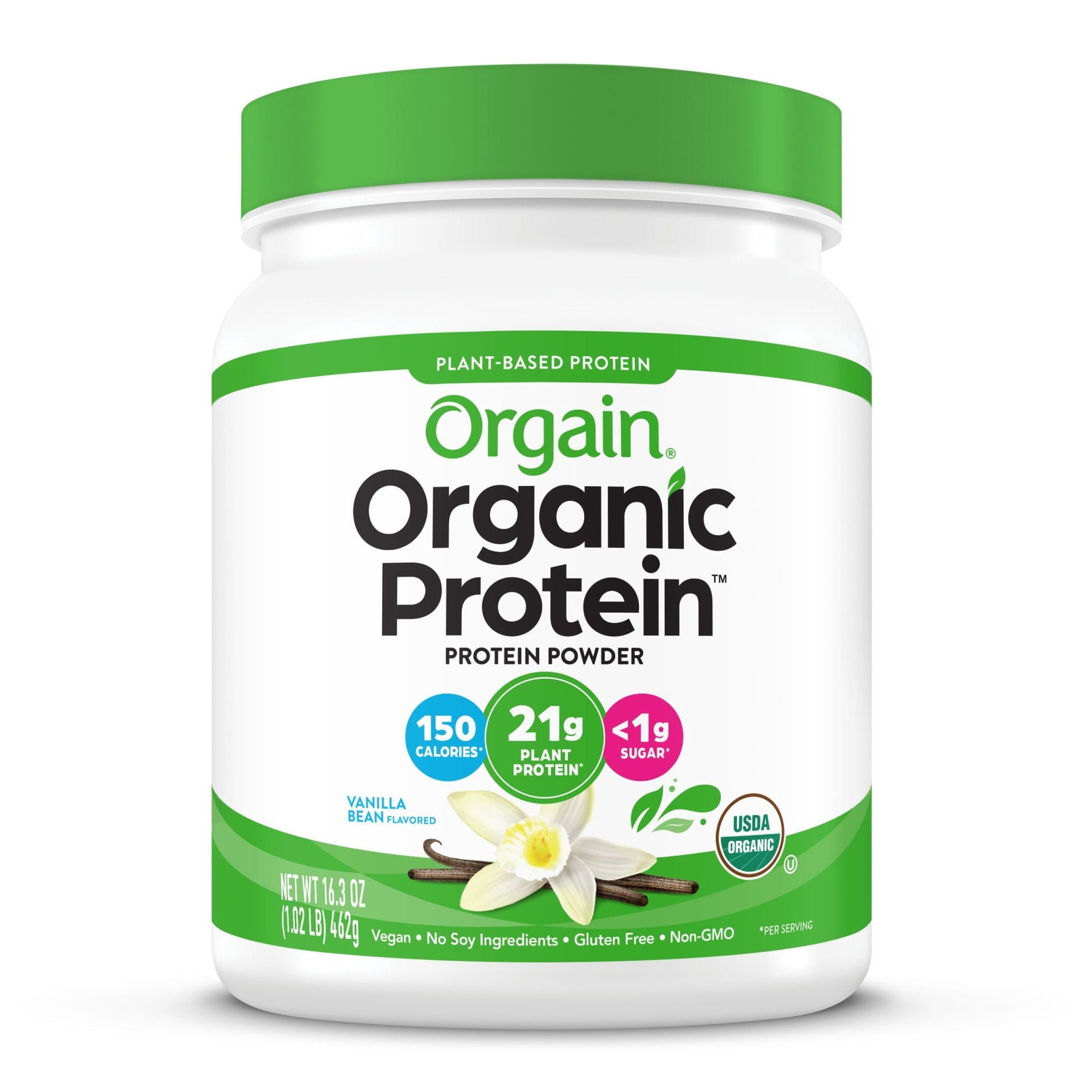 Orgain Organic Plant Based Protein Powder Vanilla Bean 1.02 lb container