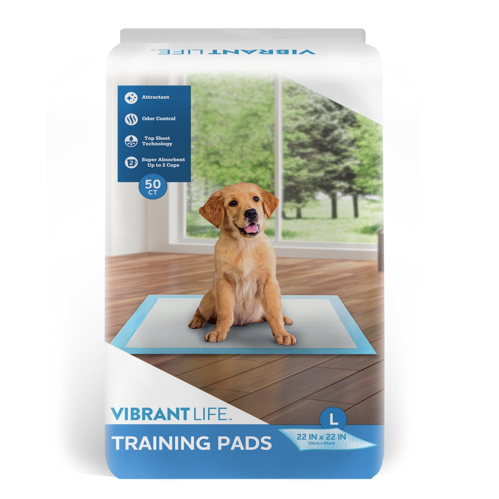 Vibrant Life Pet Training Pads, 22 x 22 in, 50 Count