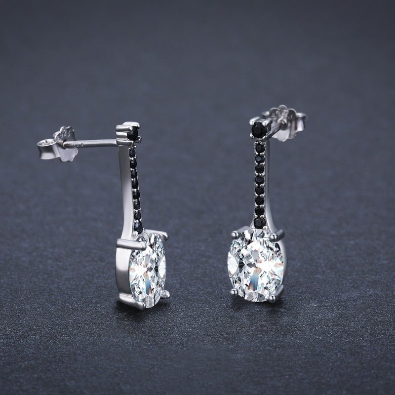 All - match Oval Zircon Copper - plated Earrings - DSKOVA - CJLX208867501AZ