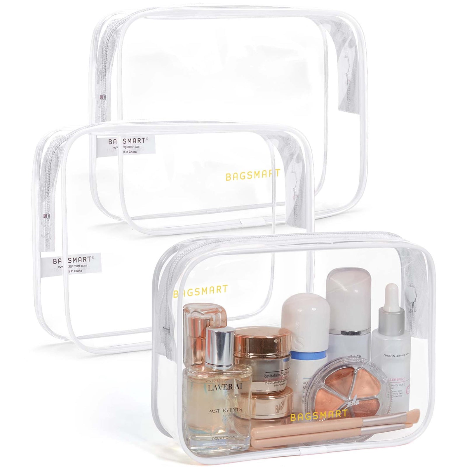 BAGSMART TSA clear toiletry bags 3 pack