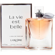 Lancôme La Vie Est Belle Eau de Parfum 75 mL bottle and box centered on a white background