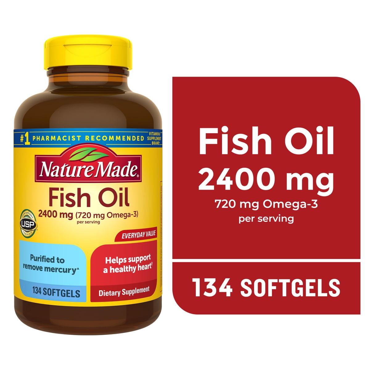 Nature Made Fish Oil 2400 mg per serving, 134 softgels