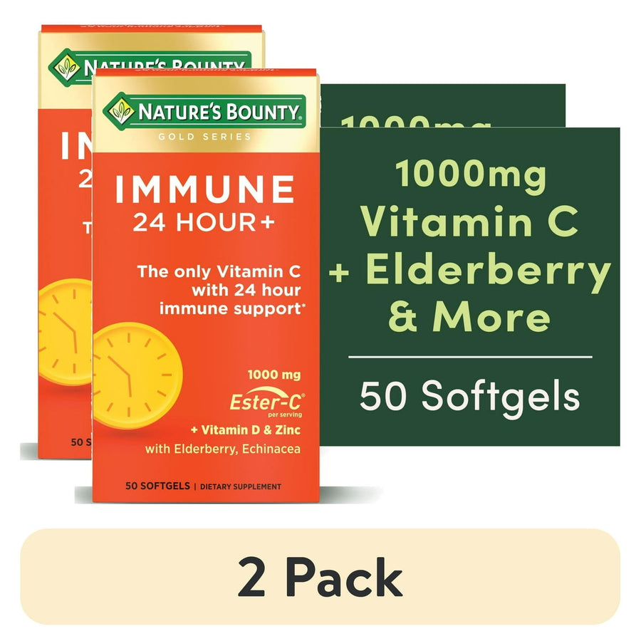 Nature's Bounty Immune 24 Hour Vitamin C, D3 and Zinc softgels, 2 pack