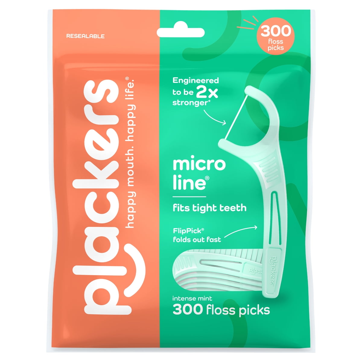 Plackers Micro Mint dental floss picks, 300 count