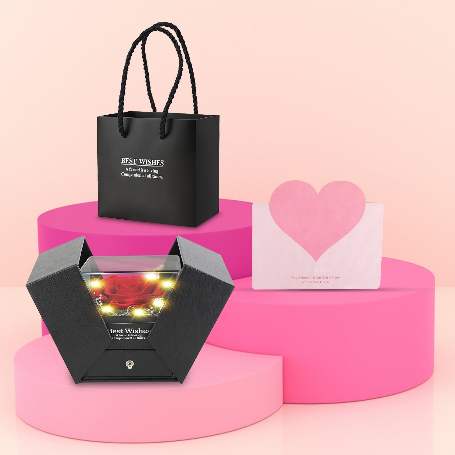 Red Real Rose With Heart Necklace Eternal Flower - DSKOVA - CJHD245299801AZ