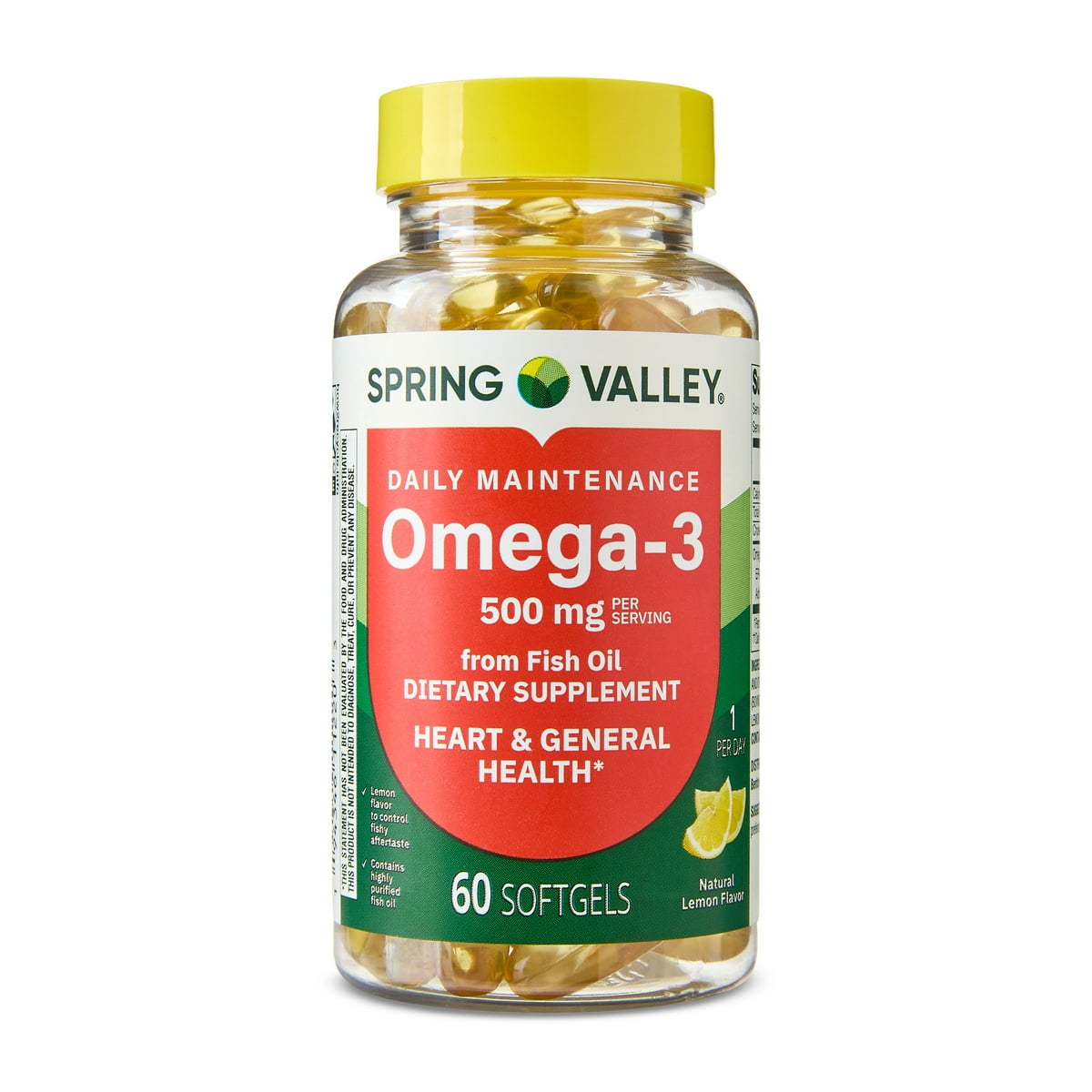 Spring Valley Fish Oil Omega-3 softgels, 500 mg, 60 count