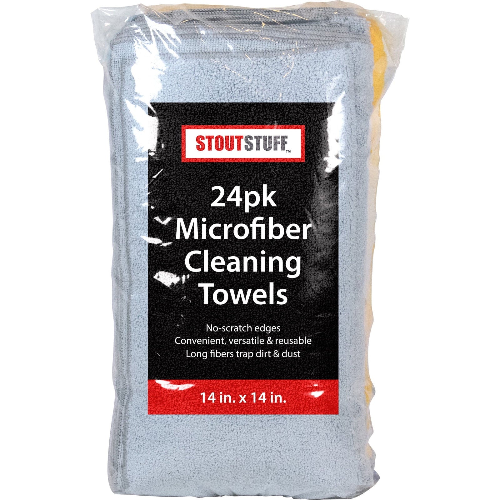 Stout Stuff microfiber cleaning towels 24 count centered on a white background